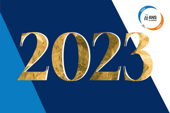 Liczba 2023, logo 25-lecia ANS w Lesznie.